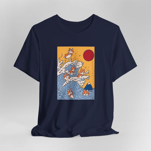 Funny Corgi Shirt for Women - Japanese Art Corgi Lover Tee